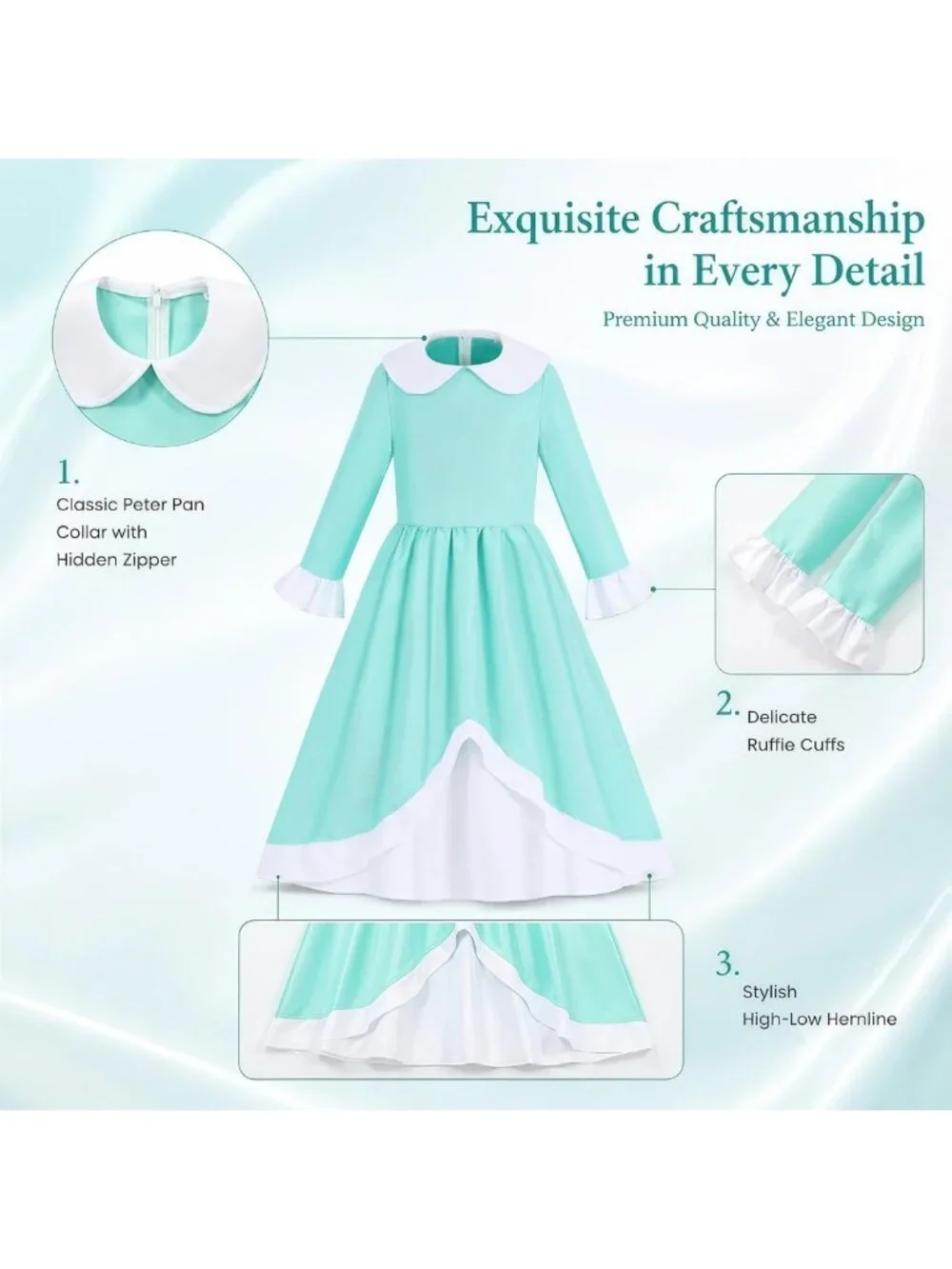 Royal Princess Costume for Kids - Girls Dress with Accessories Set, Fairy Tale